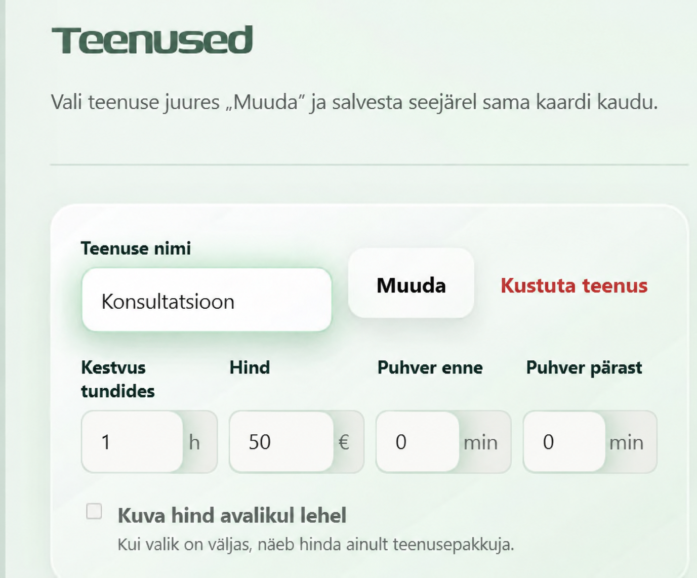 TEENUSED näidis
